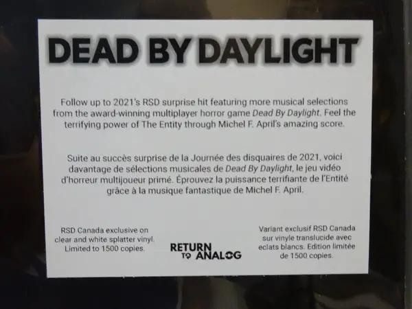 Michel F. April - Dead By Daylight (Official Video Game Soundtrack), Volume 2 (Прозрачный, Белый, Брызги, Record Store Day, Лимитированое) - фото №2