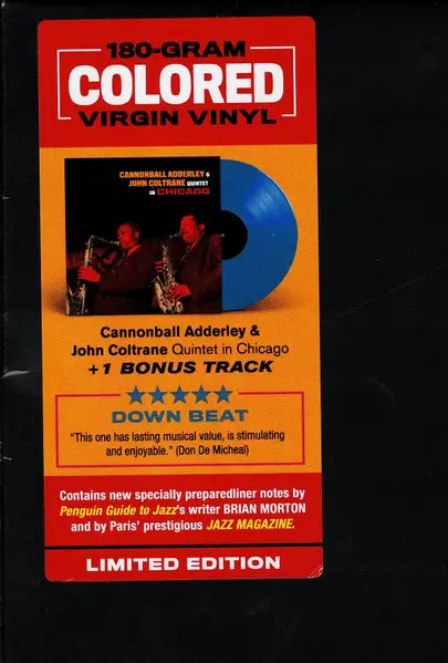 Cannonball Adderley & John Coltrane - Quintet In Chicago (Blue, Vinyl, 180g, LP, Album, Reissue, Stereo) - фото №3