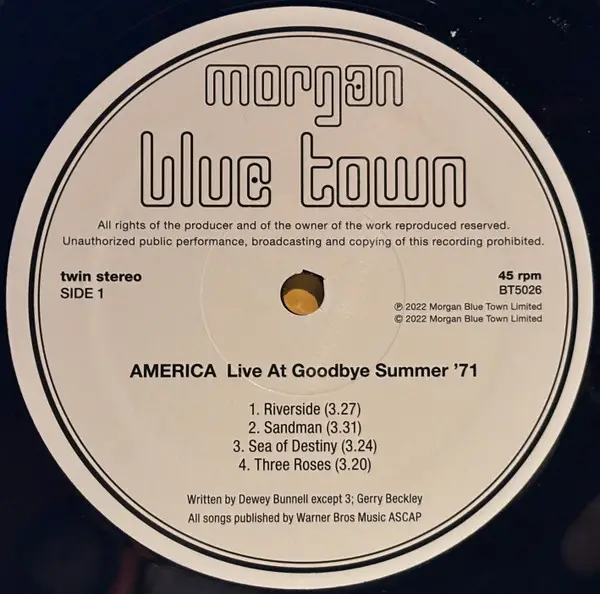 America - Live At Goodbye Summer Festival ‘71 (45 об/мин) - фото №6