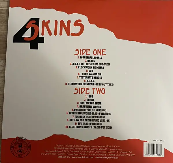 4 Skins - The Original 4 Skins (Red, LP, Compilation) - фото №2