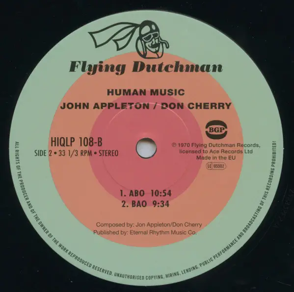 Jon Appleton & Don Cherry - Human Music (Розкладна обкладинка) - фото №5