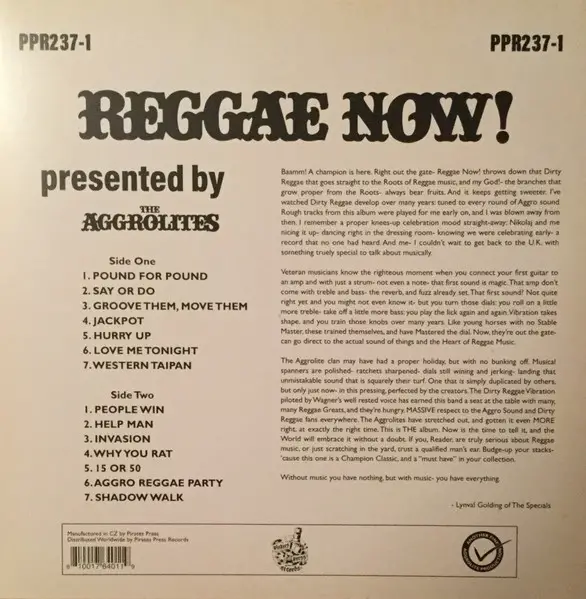 The Aggrolites - Reggae Now! (LP, Album) - фото №2