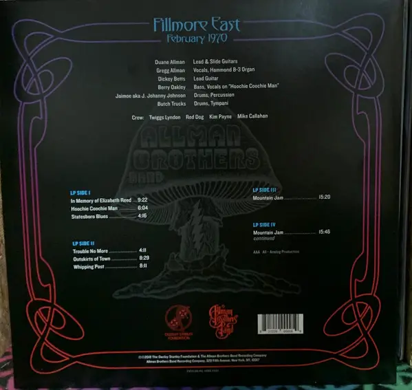 The Allman Brothers Band - Fillmore East, February 1970 (2 платівки, Розкладна обкладинка, Альбом) - фото №2
