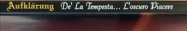 Aufklärung - De' La Tempesta... L'oscuro Piacere (Раскладная обложка) - фото №4