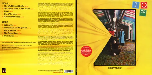 10cc - Sheet Music (180g, LP, Album, Reissue) - фото №9