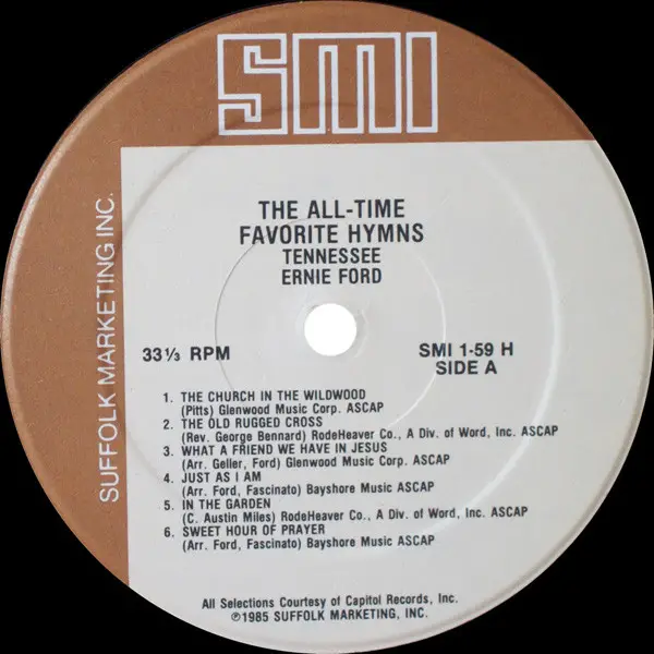 Tennessee Ernie Ford - The All-Time Favorite Hymns (LP, Compilation) - фото №3