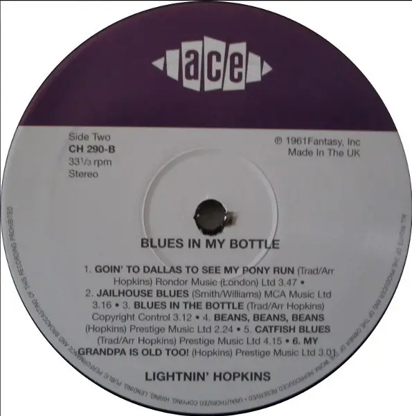 Lightnin' Hopkins - Blues In My Bottle (LP, Album, Reissue) - фото №4