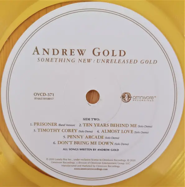 Andrew Gold - Something New: Unreleased Gold  (Цветной, Record Store Day, Сборник, Лимитированое) - фото №4