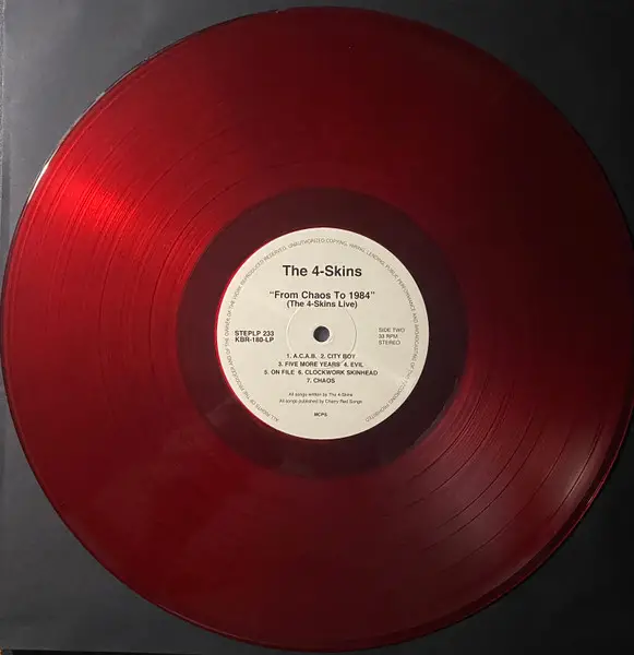4 Skins - From Chaos To 1984 (The 4 Skins Live) (Red, LP, Album, Reissue) - фото №5
