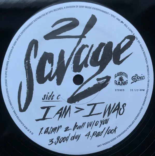 21 Savage - I Am ></noscript> I Was (2 пластинки, LP, Album, Stereo) - фото №5