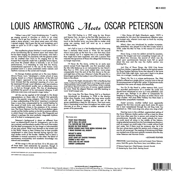 Louis Armstrong & Oscar Peterson - Louis Armstrong Meets Oscar Peterson (180 грамм, Раскладная обложка, Альбом, Переиздание, Ремастеринг) - фото №4