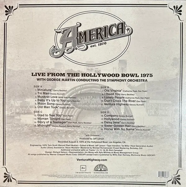 America - Live From The Hollywood Bowl 1975 (2 платівки, Кольоровий, Record Store Day, Лимітоване) - фото №2
