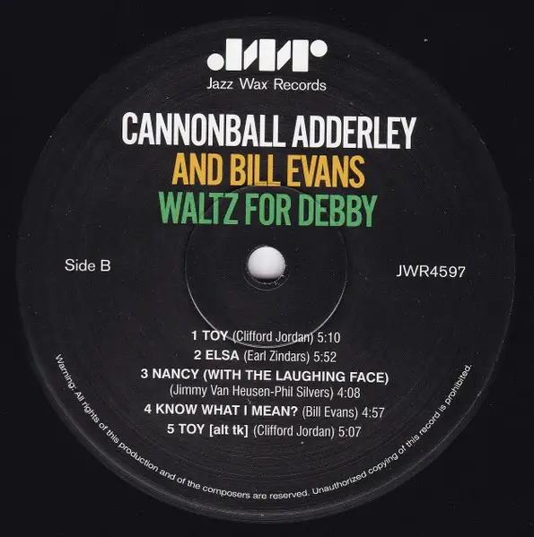 Cannonball Adderley & Bill Evans - Waltz for Debby (LP, Album, Reissue, Stereo) - фото №4