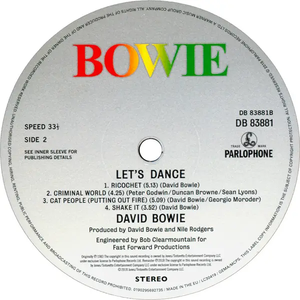 David Bowie - Let's Dance (LP, Album, Reissue, Remastered, Stereo) - фото №4