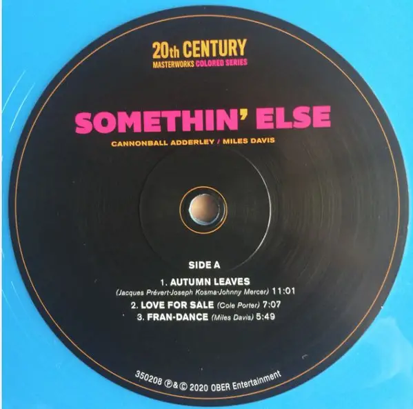 Cannonball Adderley & Miles Davis - Somethin' Else (Blue, LP, Album, Reissue, Stereo) - фото №4