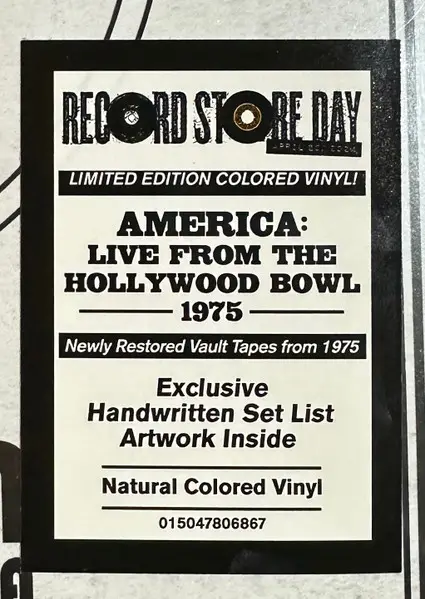 America - Live From The Hollywood Bowl 1975 (2 платівки, Кольоровий, Record Store Day, Лимітоване) - фото №8