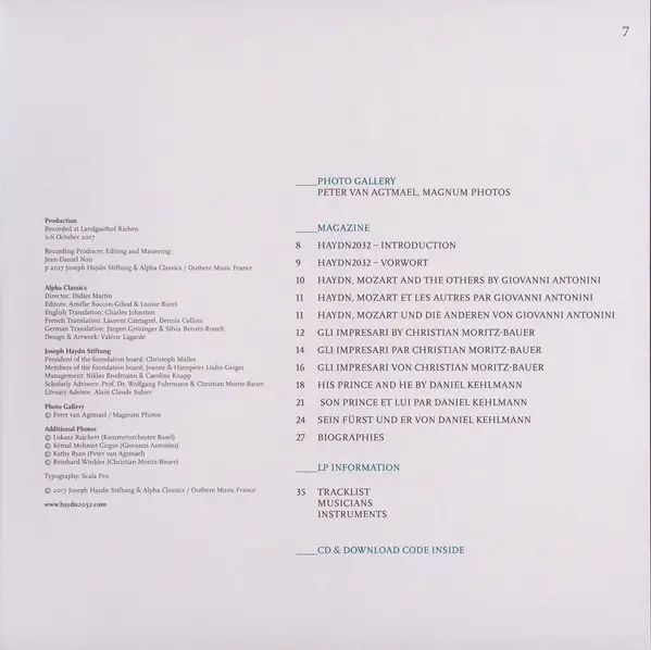 Joseph Haydn & Giovanni Antonini & Kammerorchester Basel - No. 7 __ Gli Impresari (2 платівки, 180 грам, Альбом, Лимітоване, Пронумерований) - фото №12