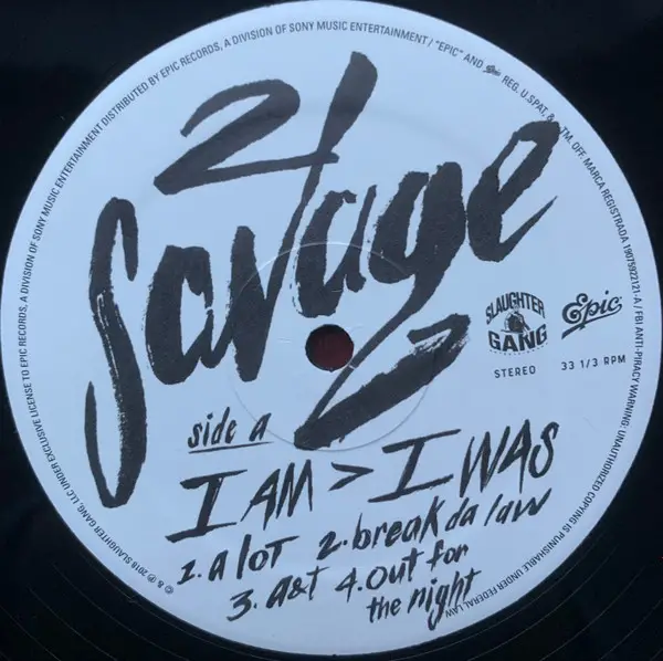 21 Savage - I Am ></noscript> I Was (2 пластинки, LP, Album, Stereo) - фото №3