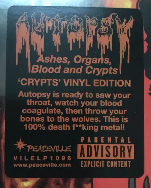 Autopsy - Ashes, Organs, Blood And Crypts (Оранжевый, Альбом, Лимитированое) - фото №5