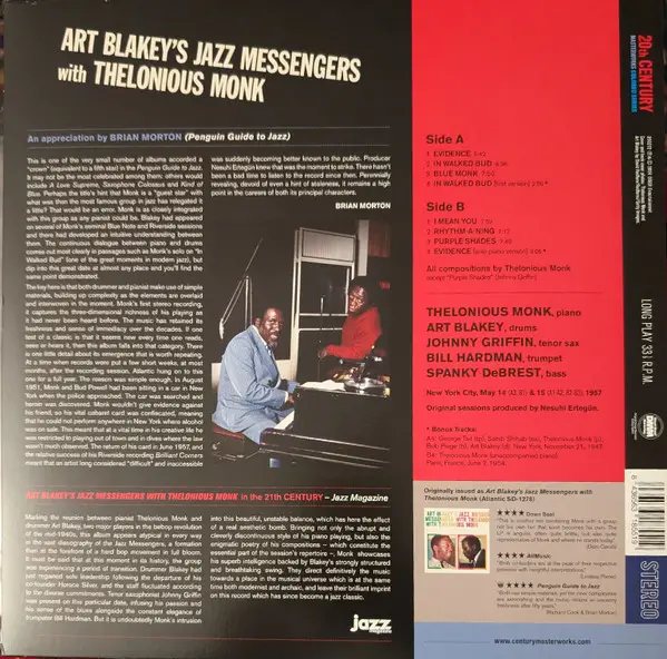 Art Blakey's Jazz Messengers with Thelonious Monk - Art Blakey  (Альбом) - фото №2