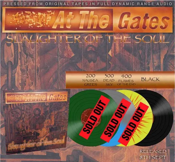 At The Gates - Slaughter Of The Soul (Жёлтый, Красный, Брызги, Альбом, Лимитированое, Переиздание, Ремастеринг) - фото №2