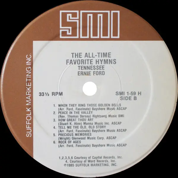 Tennessee Ernie Ford - The All-Time Favorite Hymns (LP, Compilation) - фото №4