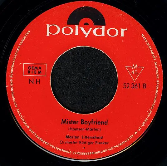 Marion Litterscheid - Liebe Auf Den Ersten Blick / Mister Boyfriend (Сингл, 45 об/мин) - фото №4