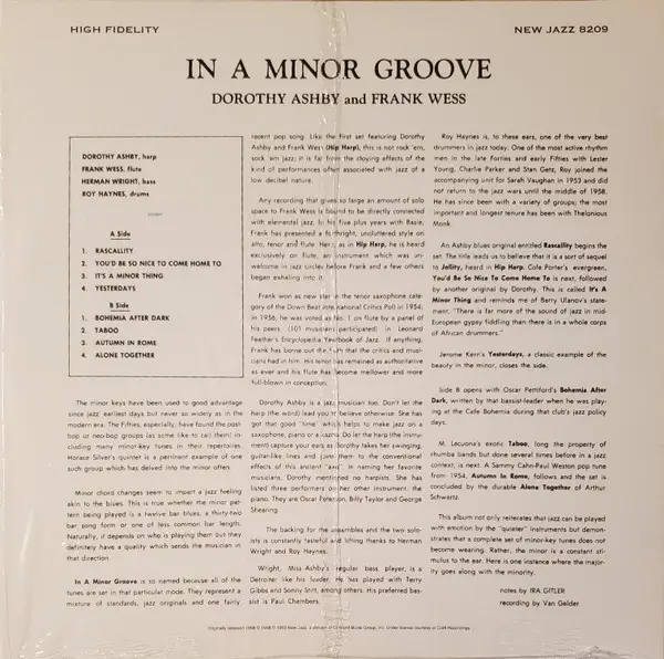 Dorothy Ashby & Frank Wess - In A Minor Groove (Альбом, Переиздание, Дополнительная печать, Моно) - фото №2