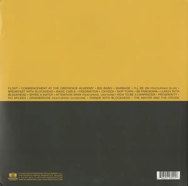 Aesop Rock - Float (2 пластинки, Yellow, LP, Album, Reissue) - фото №2