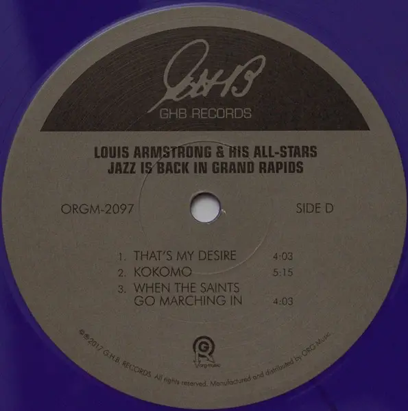Louis Armstrong - Jazz Is Back In Grand Rapids (2 платівки, Фіолетовий, Альбом, Лимітоване, Перевидання, Ремастеринг) - фото №6