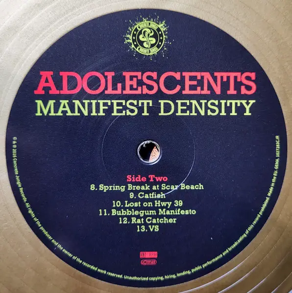 Adolescents - Manifest Density (Gold, LP, Album, Reissue) - фото №4