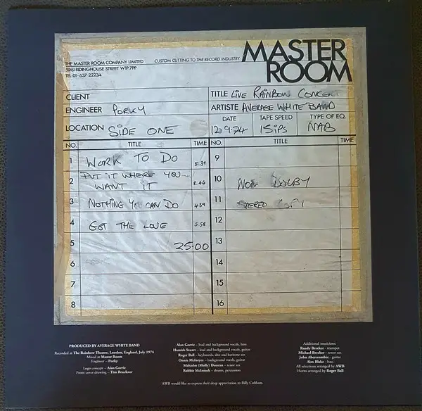 Average White Band - Live At The Rainbow Theatre, 1974 (Белый, Альбом, Record Store Day) - фото №5