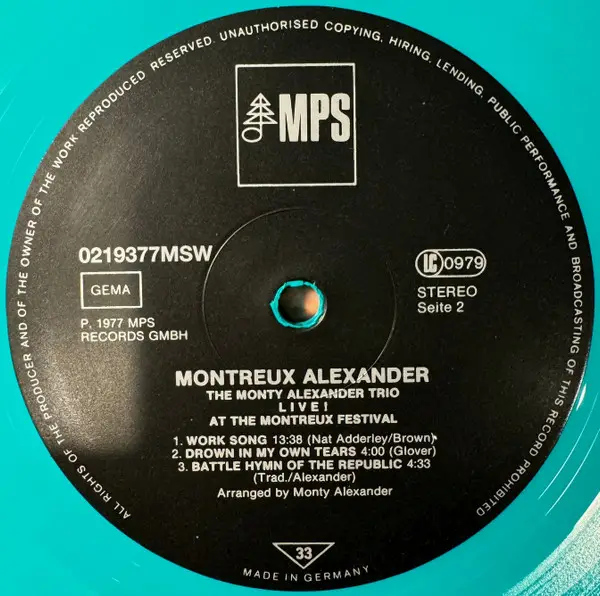 The Monty Alexander Trio - Montreux Alexander - Live! At The Montreux Festival (180 грам, Альбом, Record Store Day, Перевидання) - фото №4