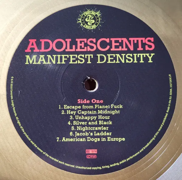 Adolescents - Manifest Density (Gold, LP, Album, Reissue) - фото №3