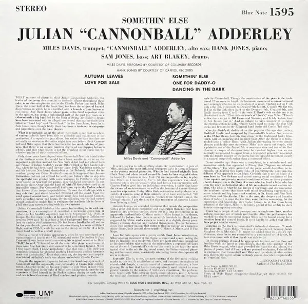 Cannonball Adderley - Somethin' Else (180g, LP, Album, Reissue, Stereo) - фото №2