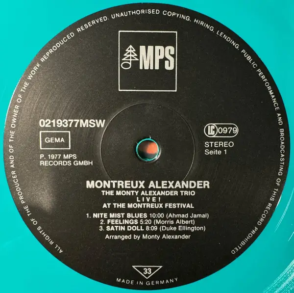 The Monty Alexander Trio - Montreux Alexander - Live! At The Montreux Festival (180 грам, Альбом, Record Store Day, Перевидання) - фото №3