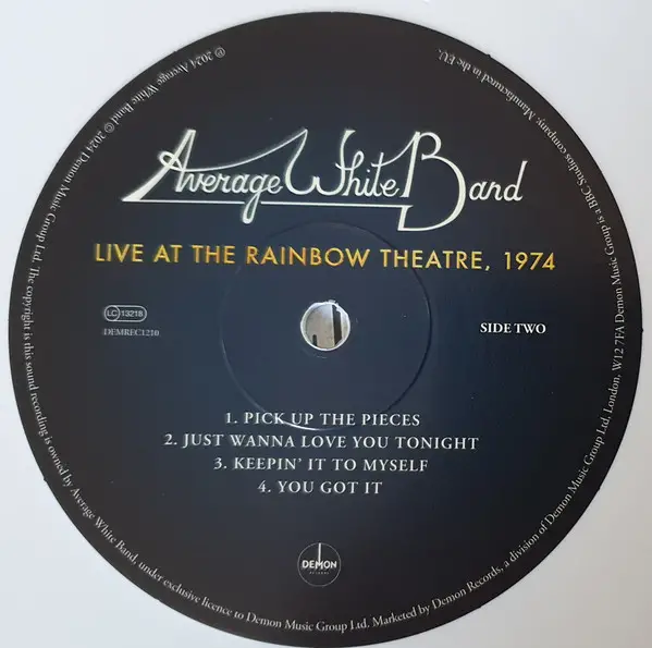 Average White Band - Live At The Rainbow Theatre, 1974 (Белый, Альбом, Record Store Day) - фото №10
