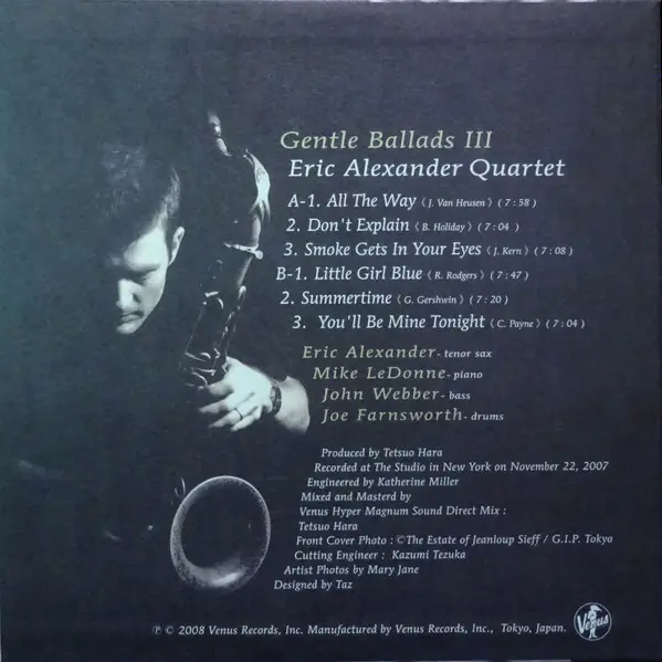 Eric Alexander Quartet - Gentle Ballads III (180 грамм, Лимитированое) - фото №6