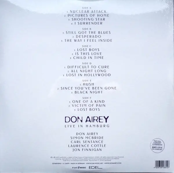 Don Airey & Friends - Live In Hamburg (3 платівки, Альбом, Перевидання) - фото №2