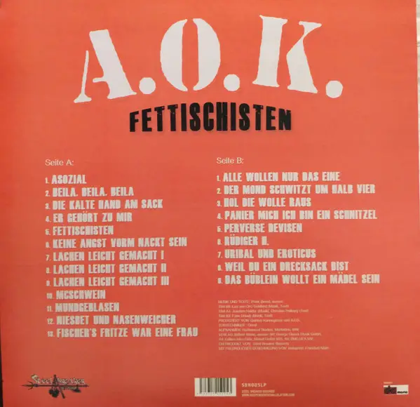 A.O.K. - Fettischisten (LP, Album, Reissue, Stereo) - фото №2