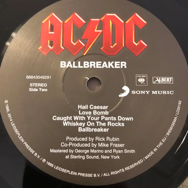 AC/DC - Ballbreaker (LP, Album, Reissue, Remastered, Stereo) - фото №5