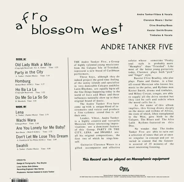 The Andre Tanker Five - Afro Blossom West (180 грам, Розкладна обкладинка, Альбом, Перевидання) - фото №4