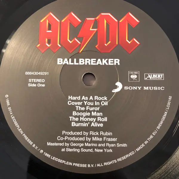 AC/DC - Ballbreaker (LP, Album, Reissue, Remastered, Stereo) - фото №4