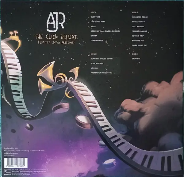 AJR - The Click (Deluxe Edition) (Limited Edition Pressing) (2 платівки, Прозорий, Червоний, Бризки, Альбом, Гравірована, Лимітоване, Перевидання) - фото №2