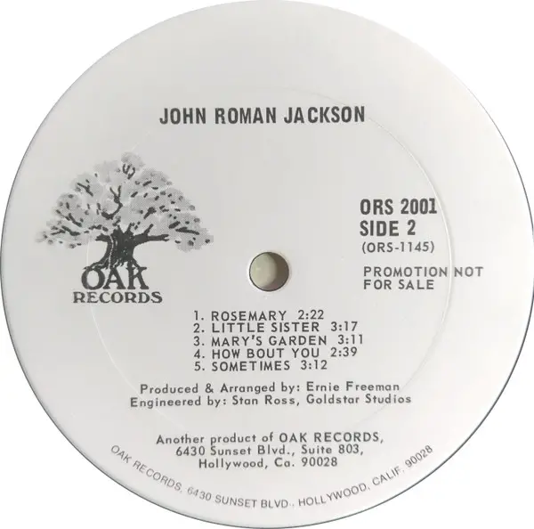 John Roman Jackson - John Roman Jackson (LP, Album, Promo, Stereo) - фото №4