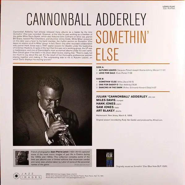 Cannonball Adderley - Somethin' Else (180g, Gatefold, LP, Album, Reissue) - фото №2