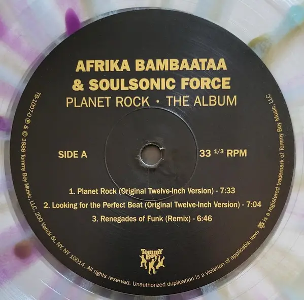 Afrika Bambaataa & Soulsonic Force - Planet Rock - The Album (Clear, Blue, Purple, Gold, splatter, 180g, LP, Album, Reissue) - фото №5