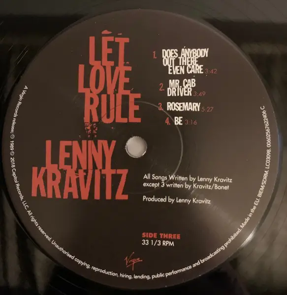 Lenny Kravitz - Let Love Rule (2 пластинки, LP, Album, Reissue) - фото №5