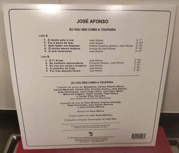 José Afonso - Eu Vou Ser Como a Toupeira (Gatefold, LP, Album, Reissue) - фото №2