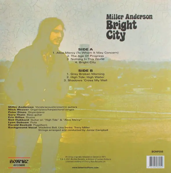 Miller Anderson - Bright City (180 грамм, Альбом, Переиздание, Ремастеринг) - фото №2